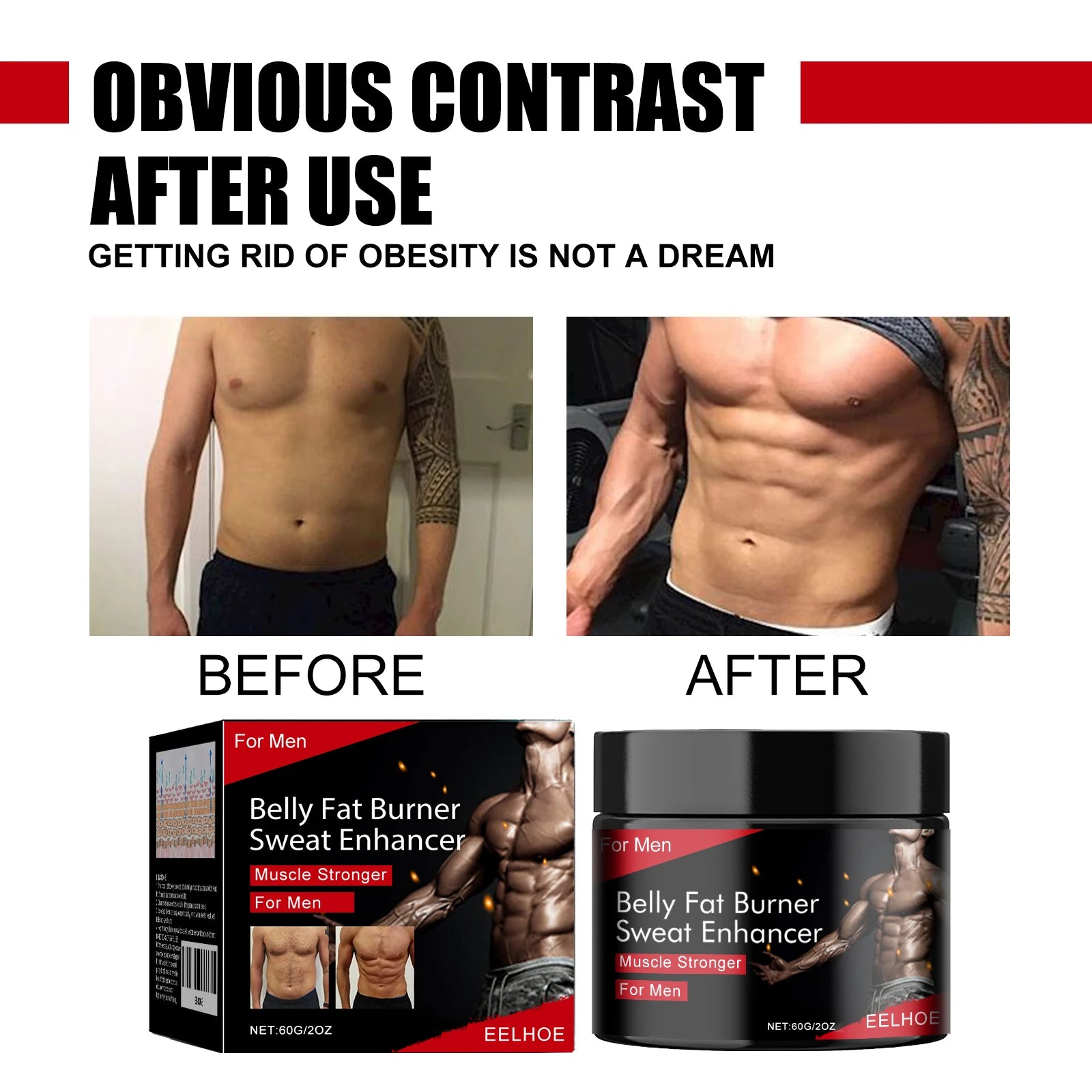 Men’s Sculpting Ab Cream – Thermogenic Fat Reduction & Sweat Booster