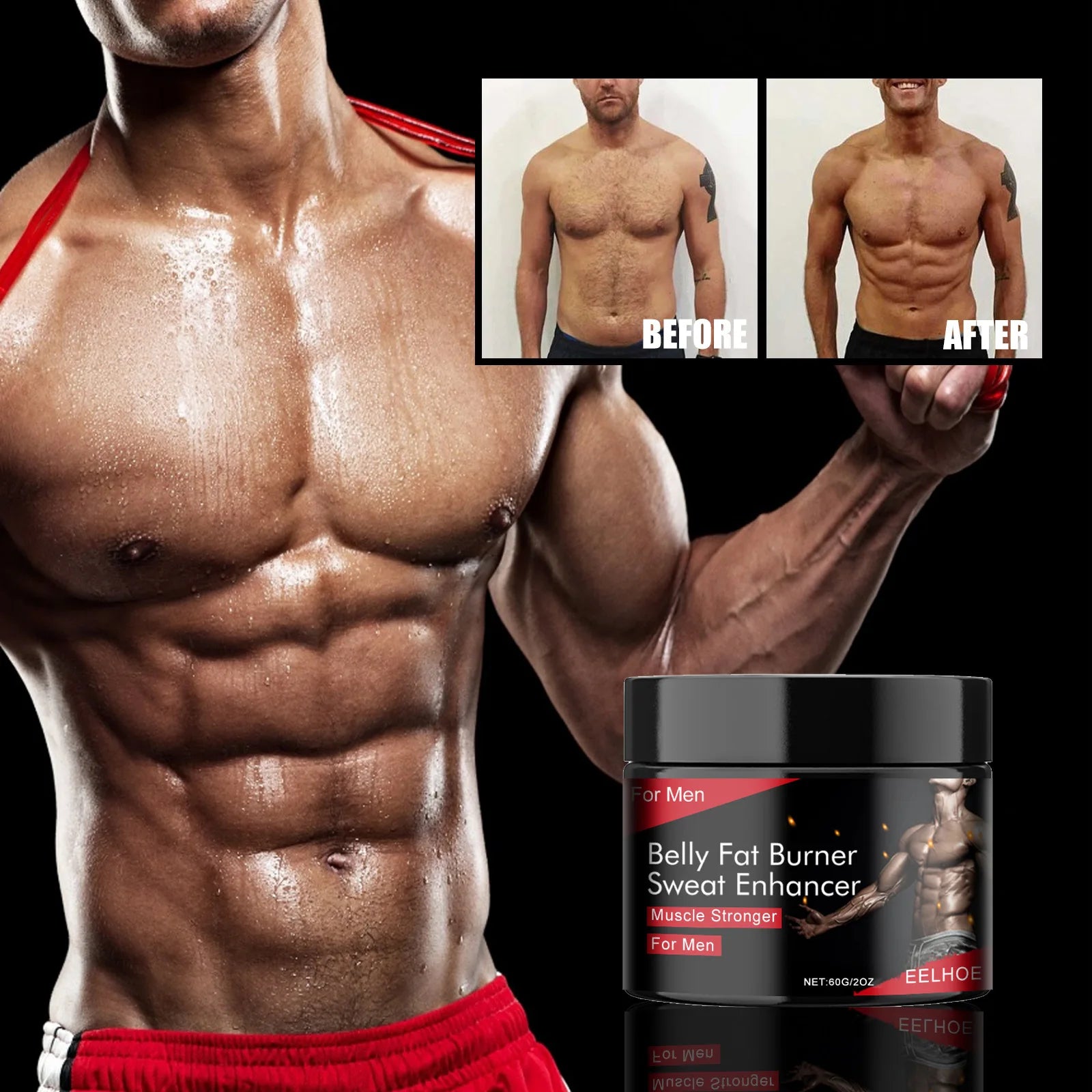 Men’s Sculpting Ab Cream – Thermogenic Fat Reduction & Sweat Booster