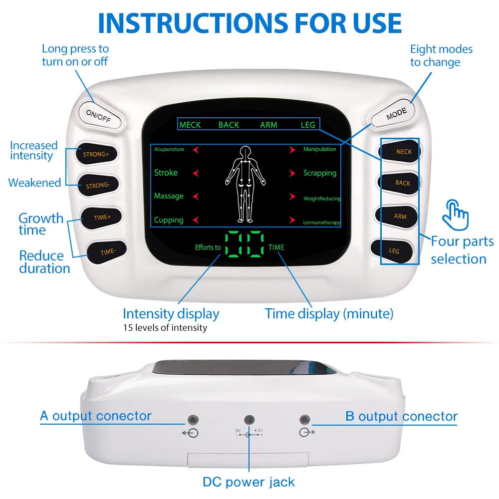 TENS & EMS Electrostimulator – Physiotherapy Pulse Muscle Massager