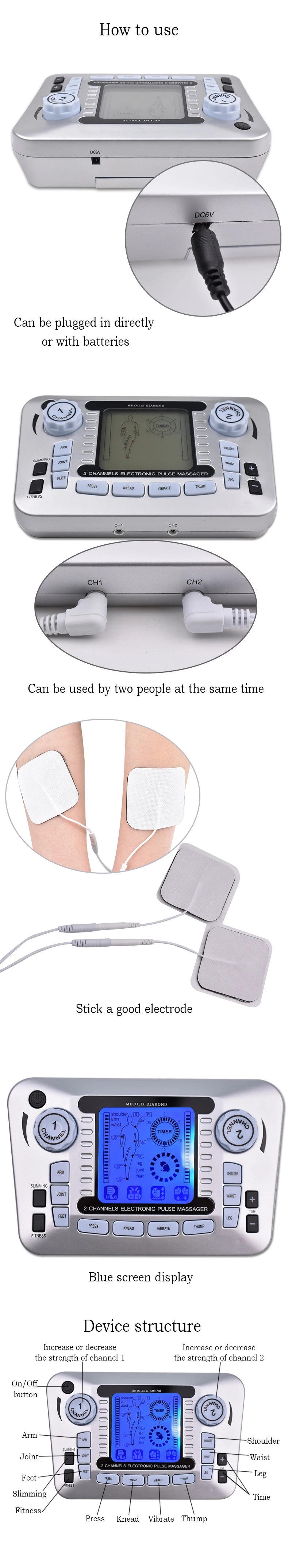 TENS & EMS Acupuncture Pulse Massager – Physiotherapy Slimming Machine