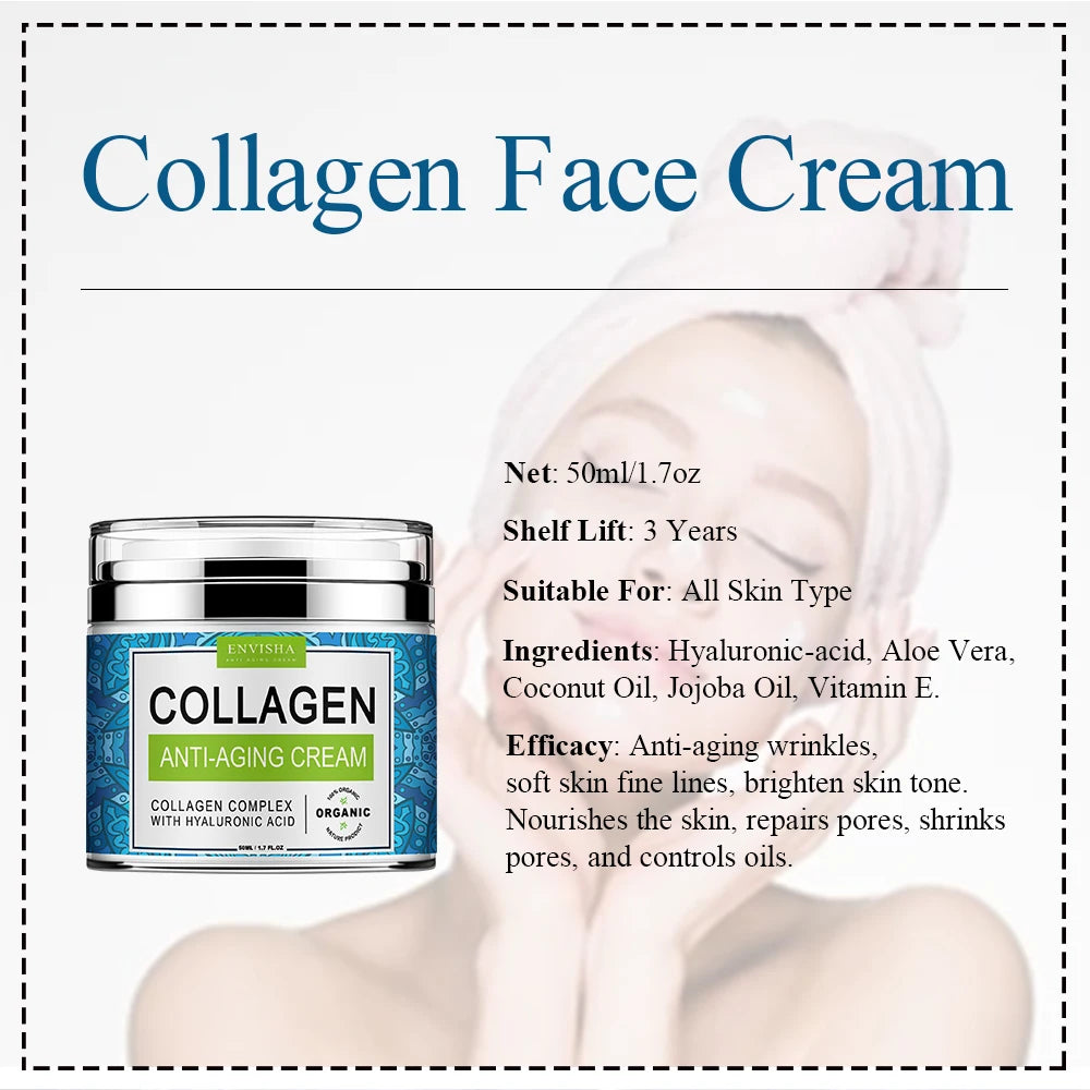 ENVISHA Collagen & Hyaluronic Acid Face Cream – Anti-Aging Moisturizer