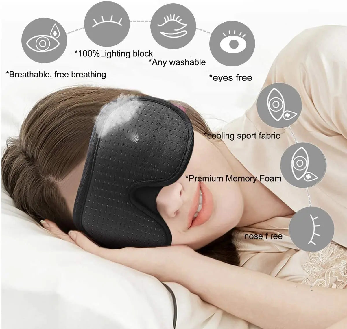 3D Padded Sleep Eye Mask Blindfold