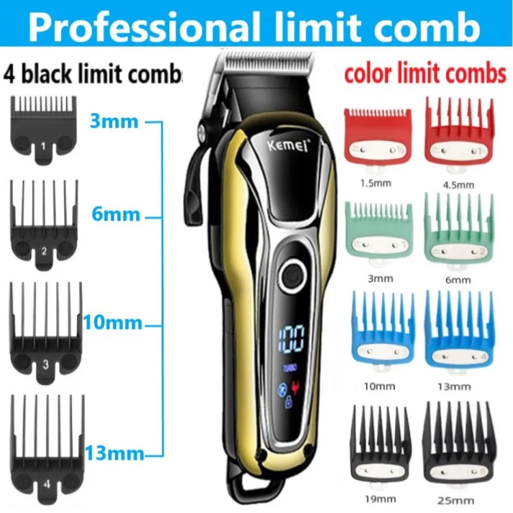 Kemei 1990 Pro LCD Hair Clipper & Trimmer Set