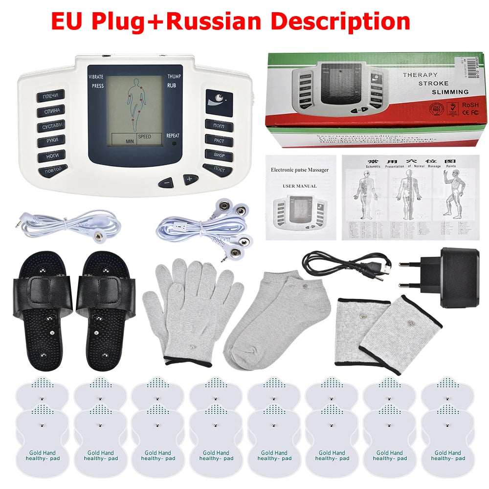 Full Body TENS Muscle Electrostimulator – 16-Pad Digital Meridian EMS Massager Set