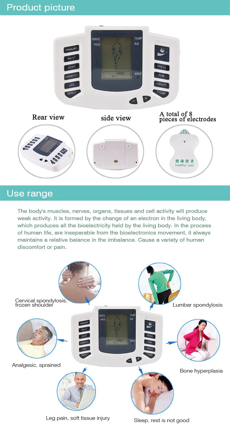 EMS & TENS 16-Pad Massage Machine – 10-Level Acupuncture Therapy Device