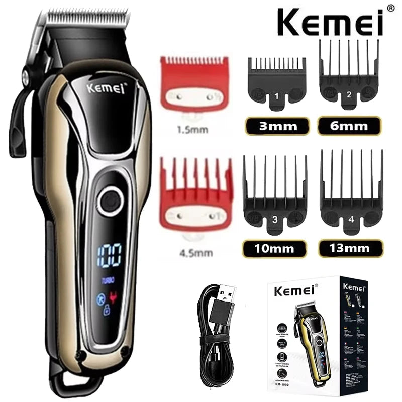 Kemei 1990 Pro LCD Hair Clipper & Trimmer Set