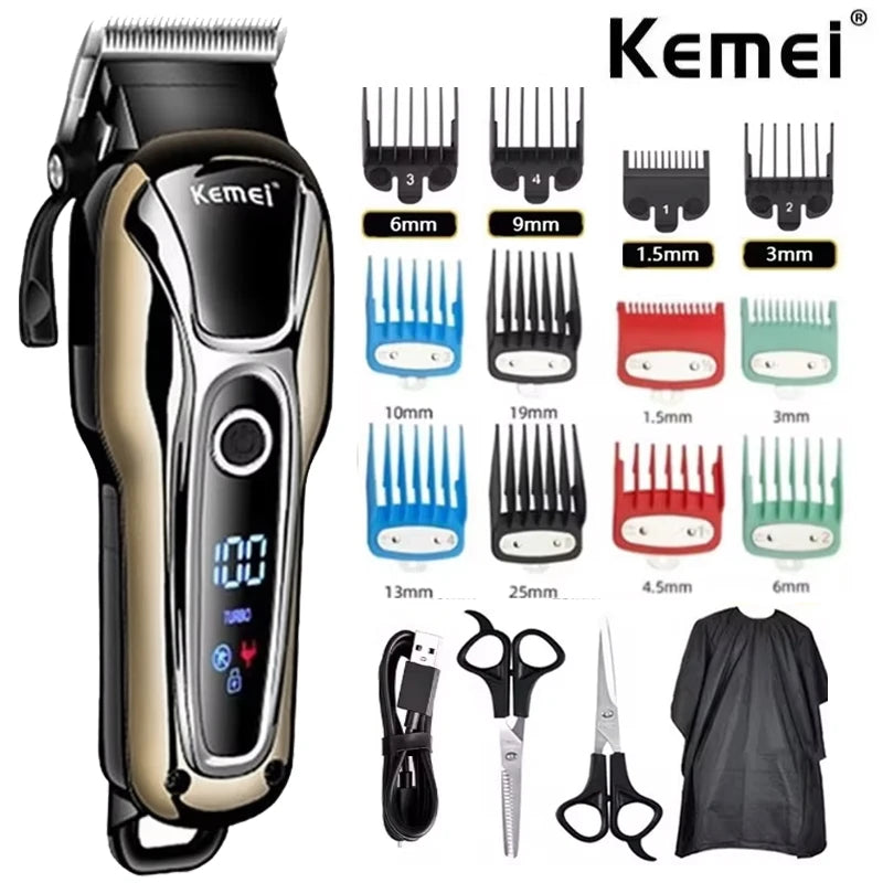 Kemei 1990 Pro LCD Hair Clipper & Trimmer Set