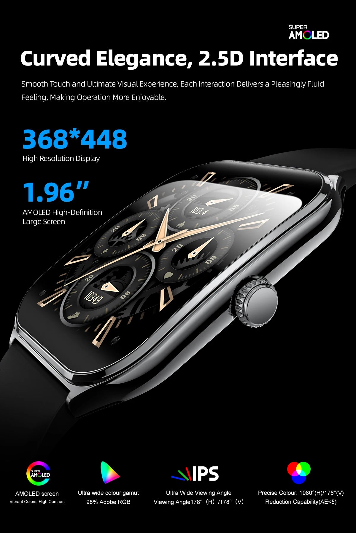 Ultra-Thin 1.96" AMOLED Smartwatch with Call Reminder