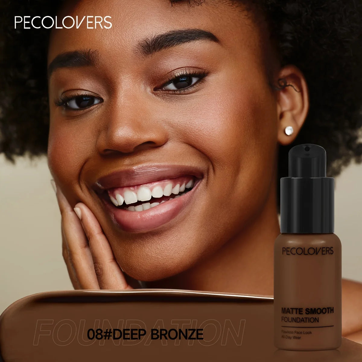 PECOLOVERS Matte Liquid Foundation – Full Coverage & Oil Control