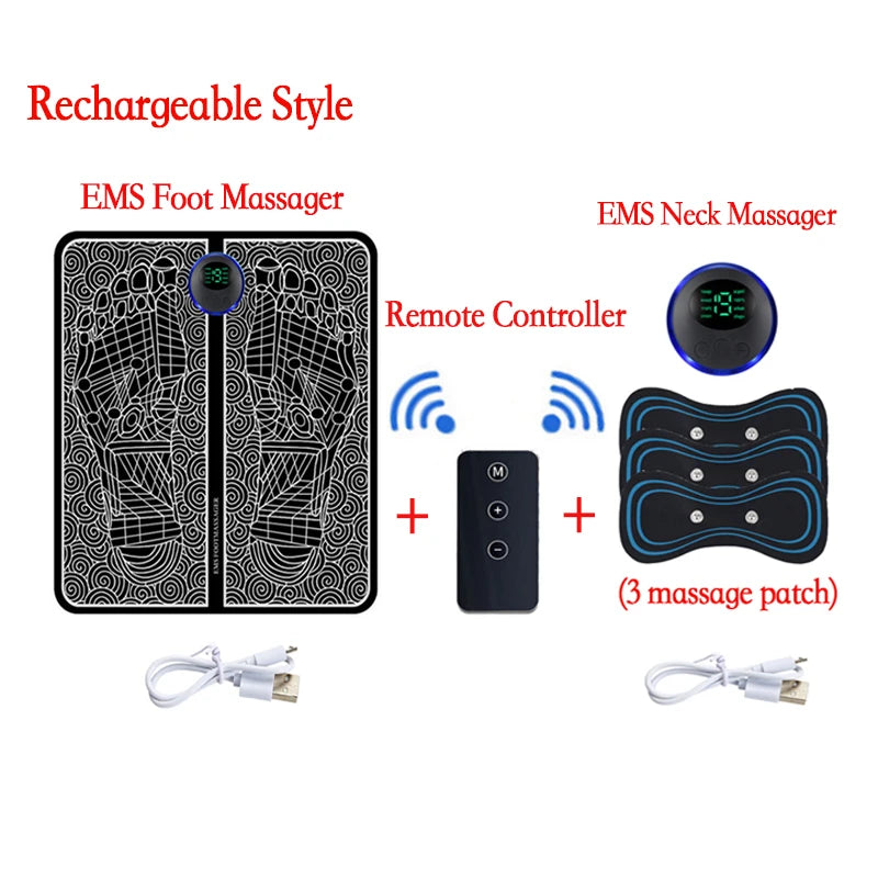 Remote EMS Foot Massager Pad – Portable Electric Circulation & Pain Relief Mat