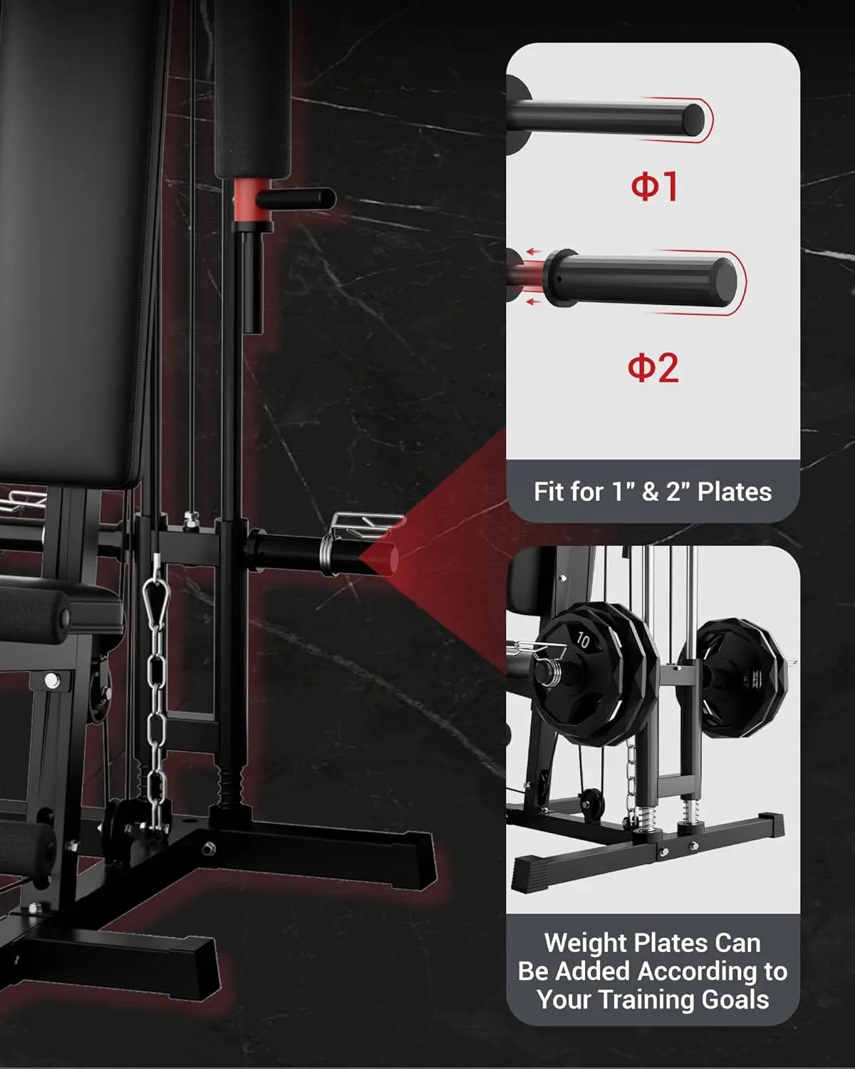 Home Gym Machine with Pulley System & Leg Press