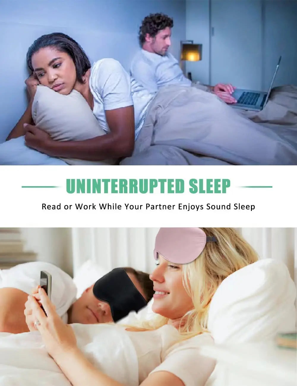 100% Pure Silk Sleep Mask Light Blockout