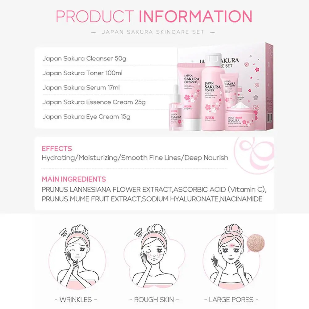 Sakura Skin Care Set – 3/5pcs Facial Care Gift Box