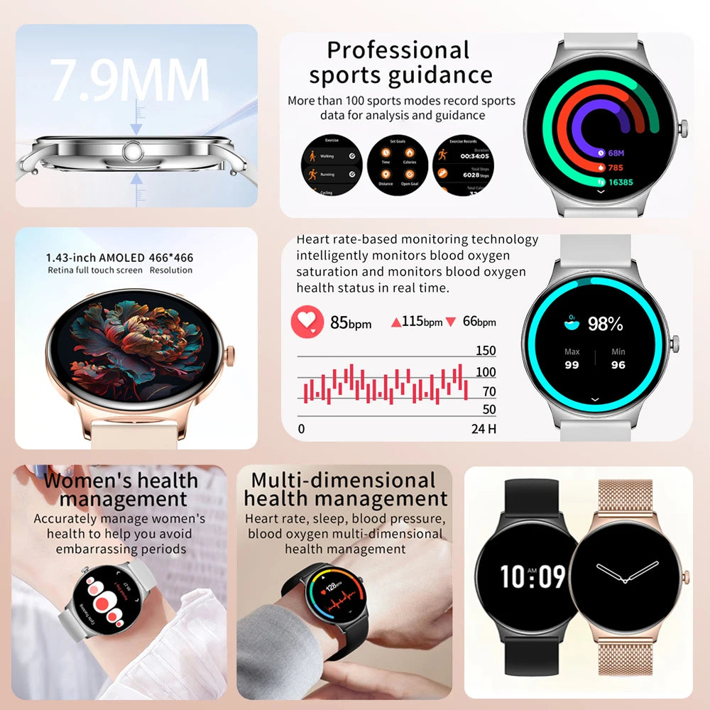 Ultra Slim AMOLED Women’s Smartwatch with BT Calling