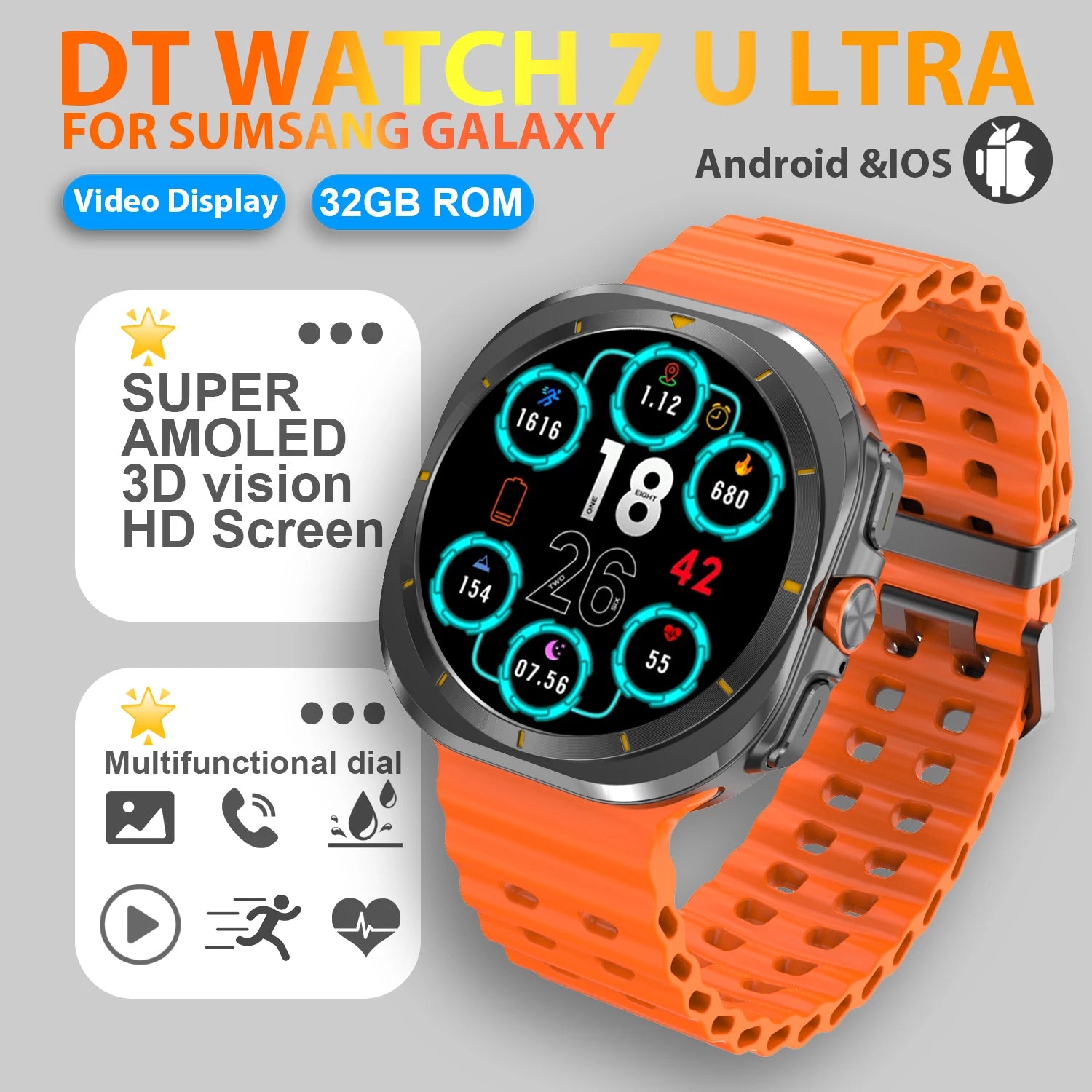 2025 Watch 7 Ultra Smartwatch with GPS & 32GB Memory