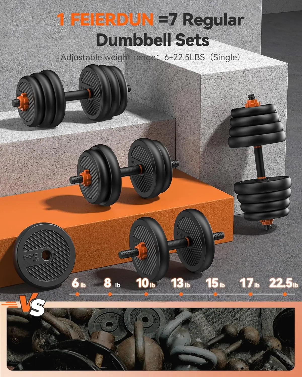 5-in-1 Adjustable Dumbbell Set & Barbell System