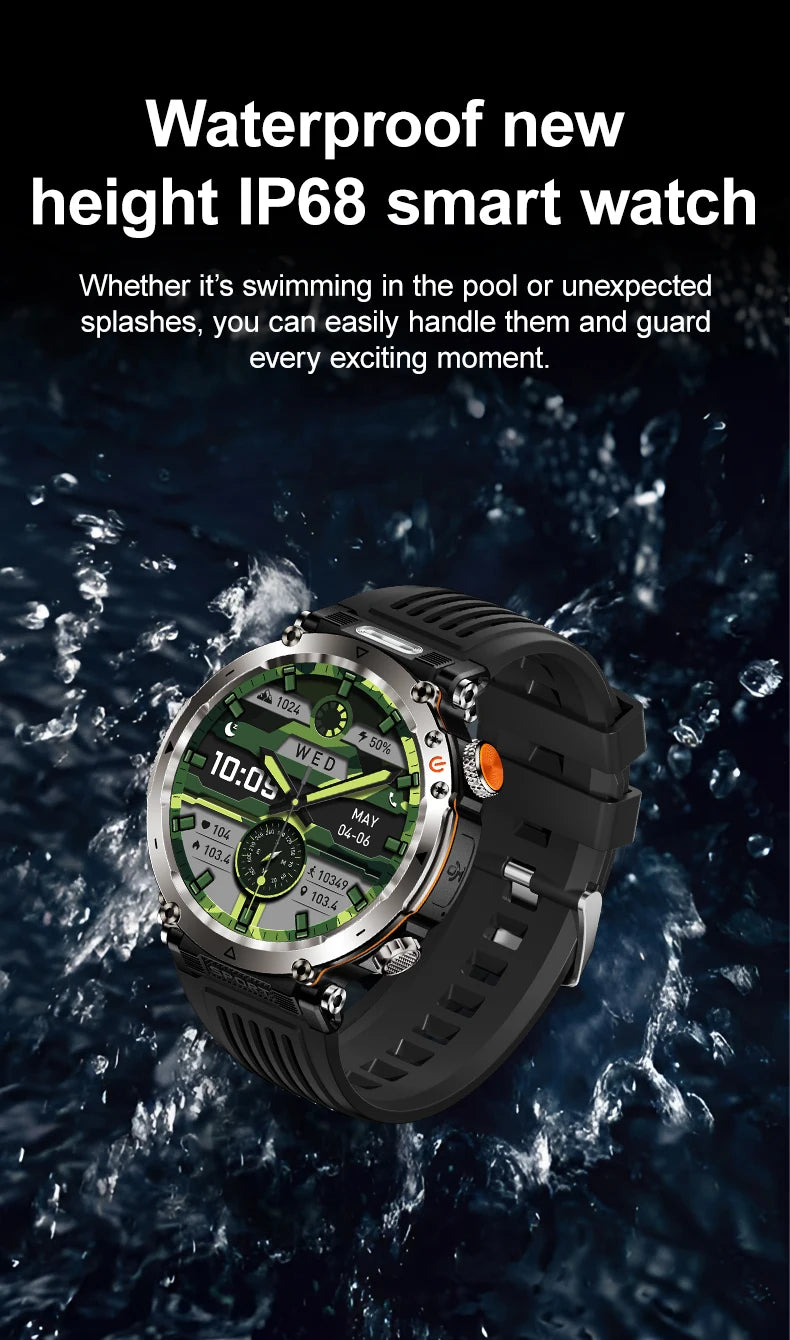 5ATM Outdoor Smartwatch GPS Compass 600mAh