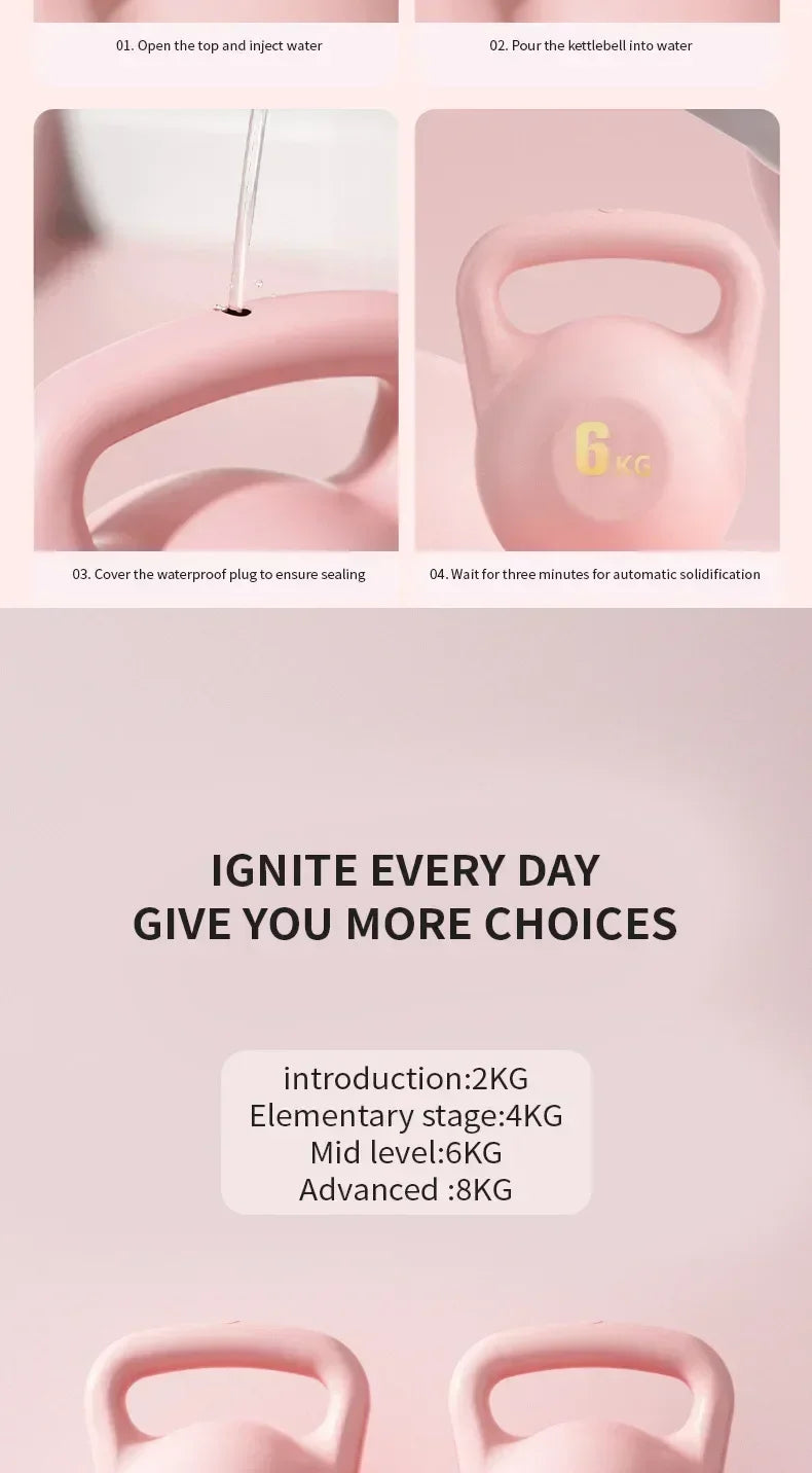 Adjustable Water Kettlebell Dumbbell – 2kg to 8kg Fitness Trainer