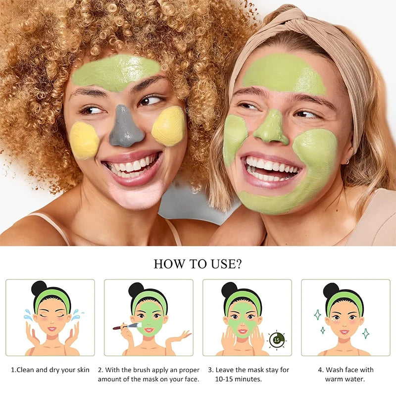 4-Pc Clay Facial Mask Set – Deep Cleansing & Moisturizing (320g)