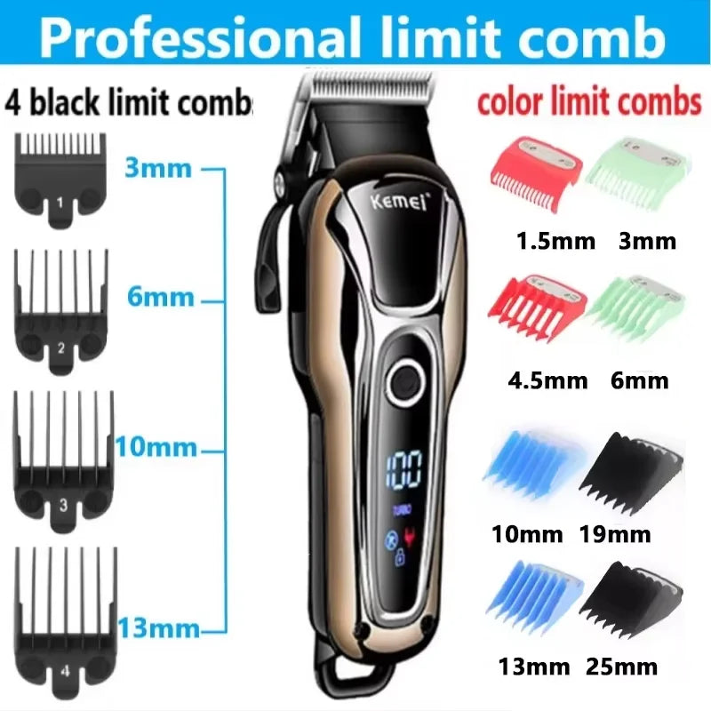 Kemei 1990 Pro LCD Hair Clipper & Trimmer Set