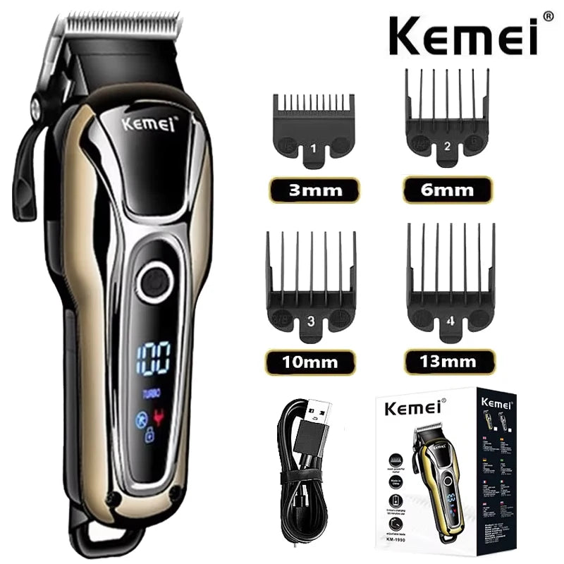 Kemei 1990 Pro LCD Hair Clipper & Trimmer Set