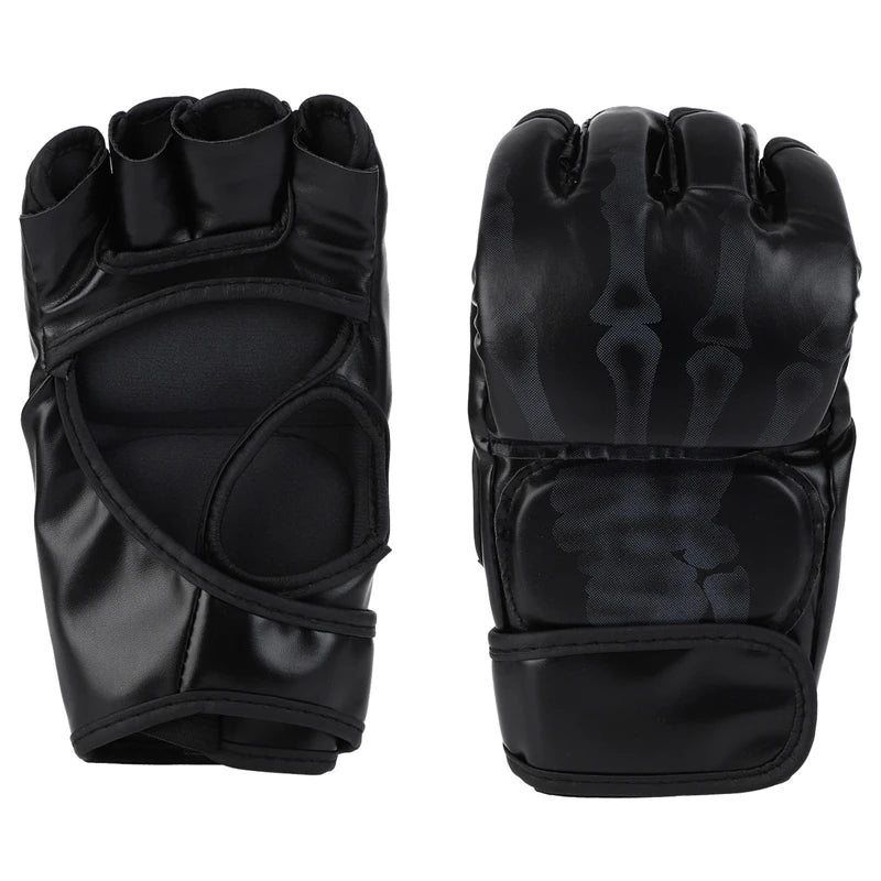 Grappling MMA Gloves – PU Leather Half Finger Boxing Gloves