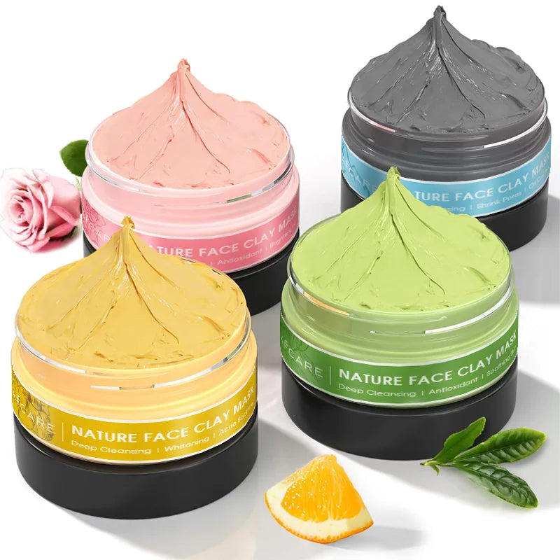 4-Pc Clay Facial Mask Set – Deep Cleansing & Moisturizing (320g)