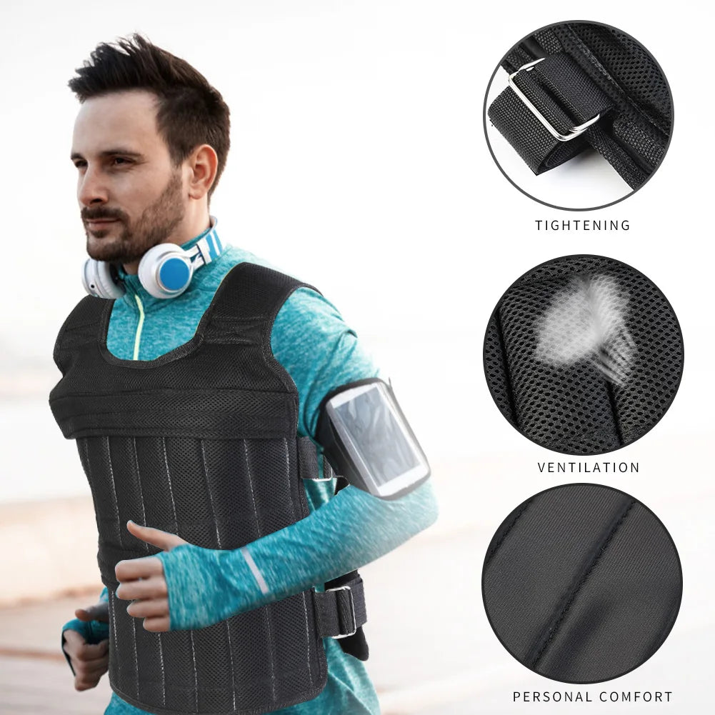 Adjustable Weight Vest Jacket – 3kg to 50kg Fitness Training Gear