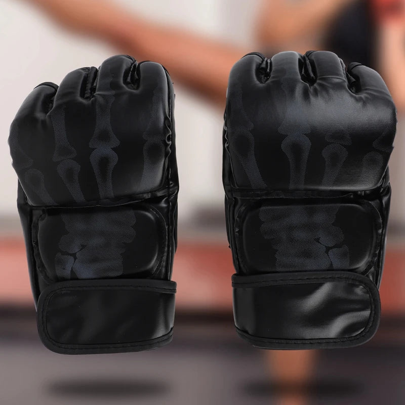 Grappling MMA Gloves – PU Leather Half Finger Boxing Gloves