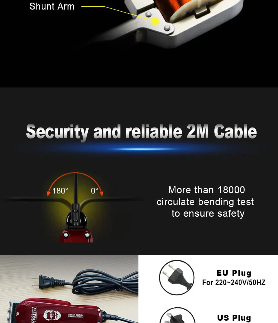 WALUX Professional Hair Clipper – 10W Powerful Trimmer with 8 Guard Combs