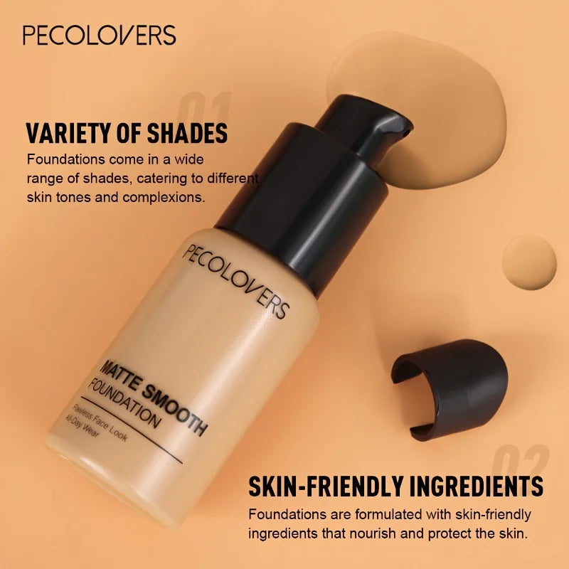 PECOLOVERS Matte Liquid Foundation – Full Coverage & Oil Control