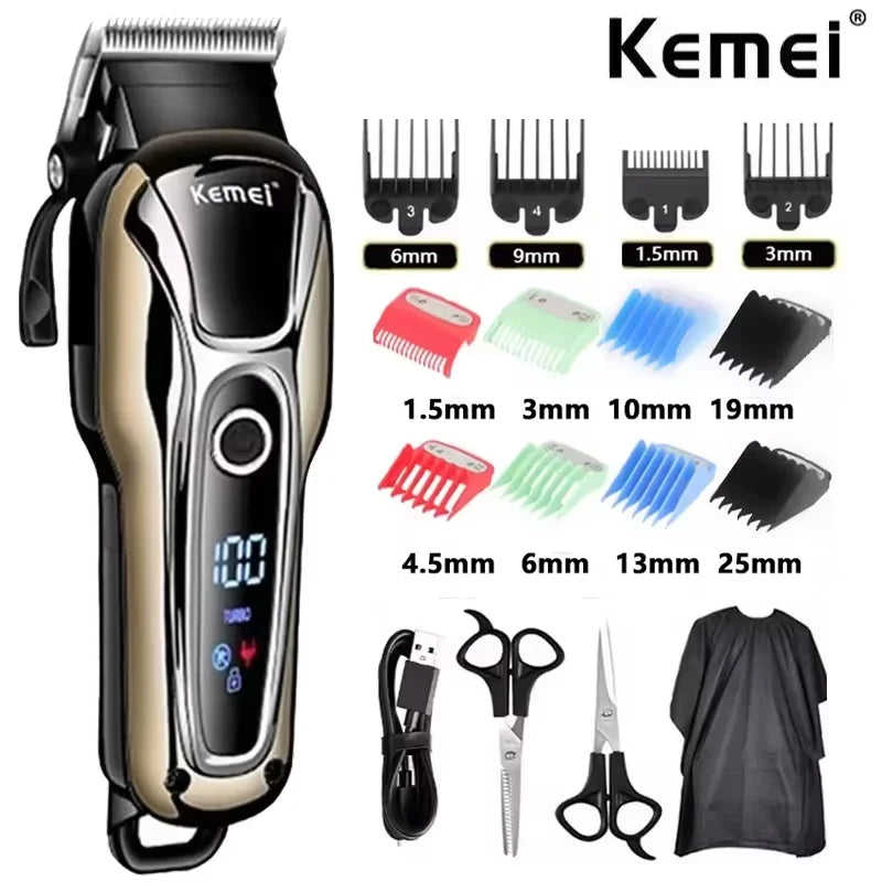 Kemei 1990 Pro LCD Hair Clipper & Trimmer Set