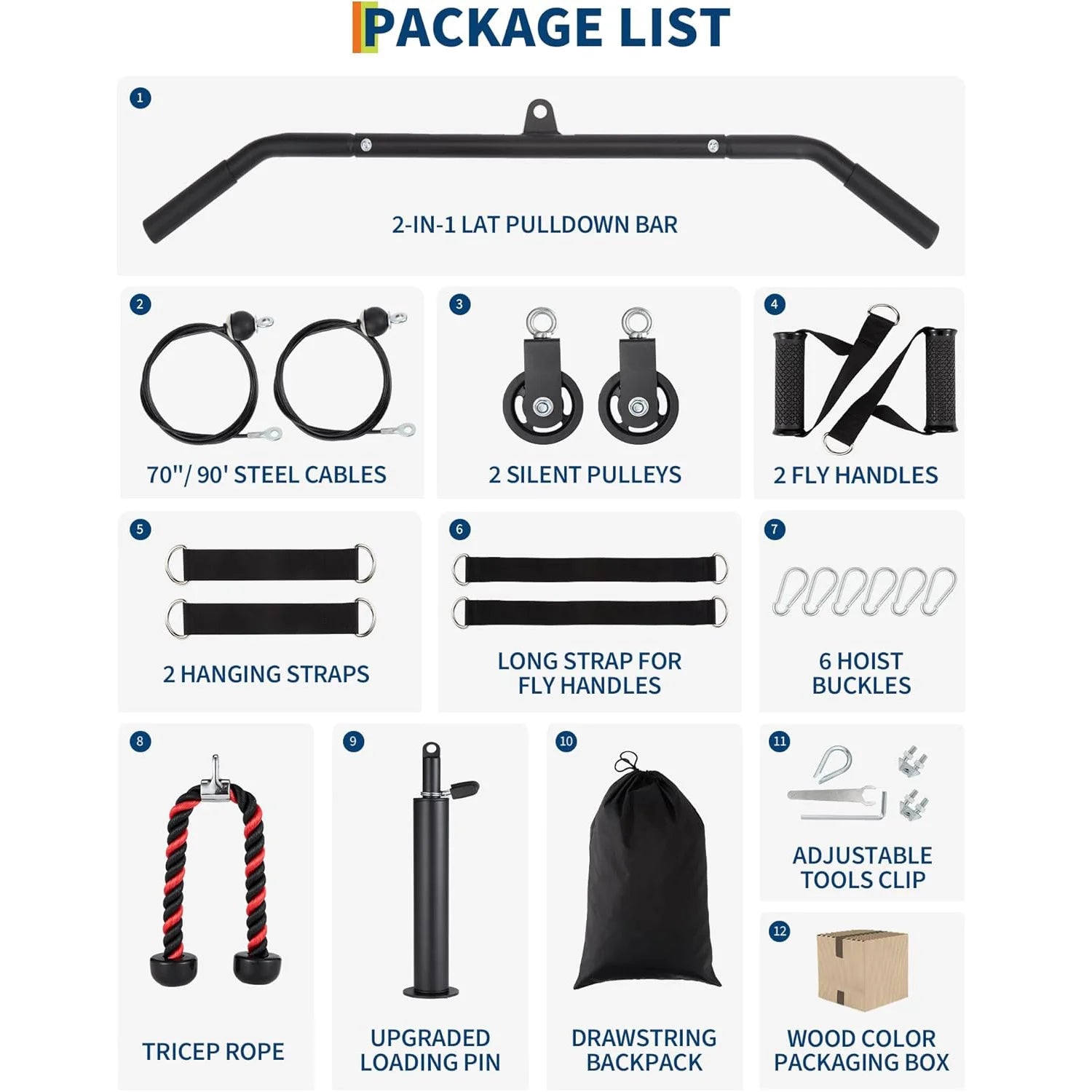 Home Gym Pulley System with Cable Attachments