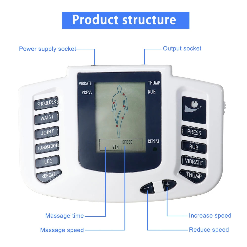 EMS & TENS 16-Pad Massage Machine – 10-Level Acupuncture Therapy Device