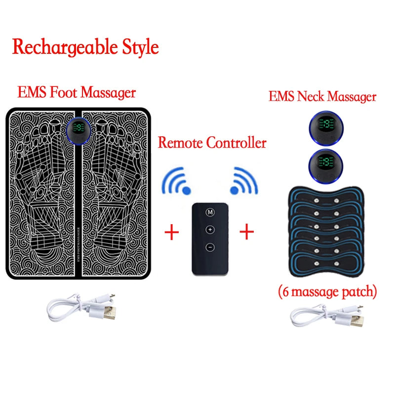 Remote EMS Foot Massager Pad – Portable Electric Circulation & Pain Relief Mat