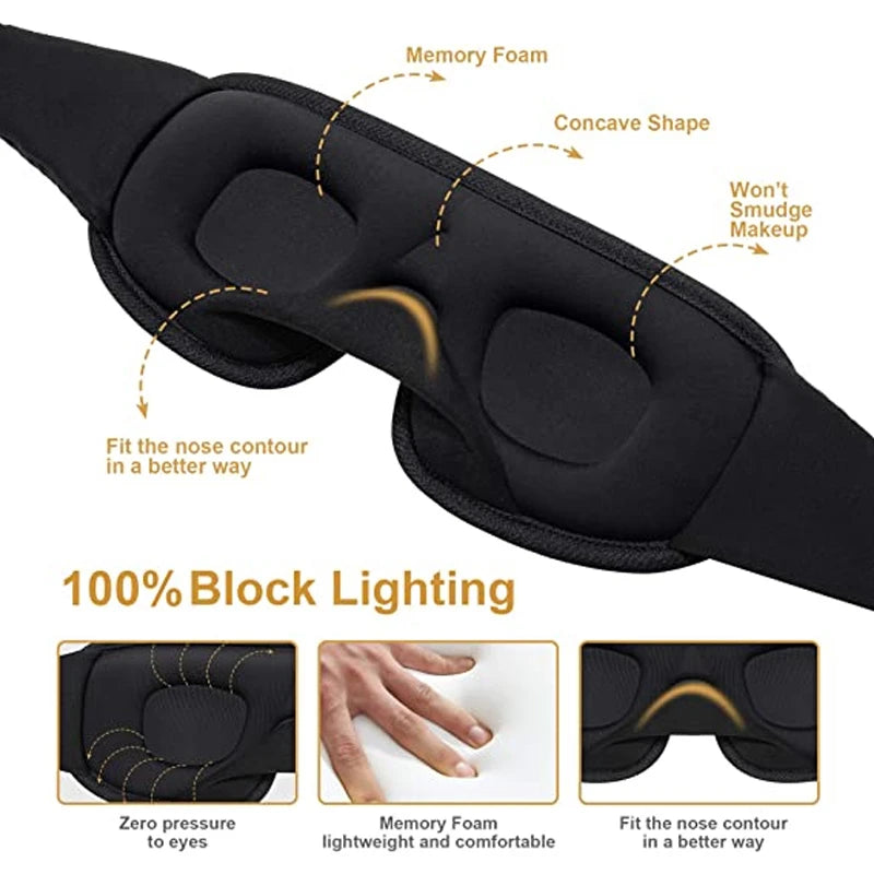 3D Contoured Sleep Mask – Light Blocking Eye Shade