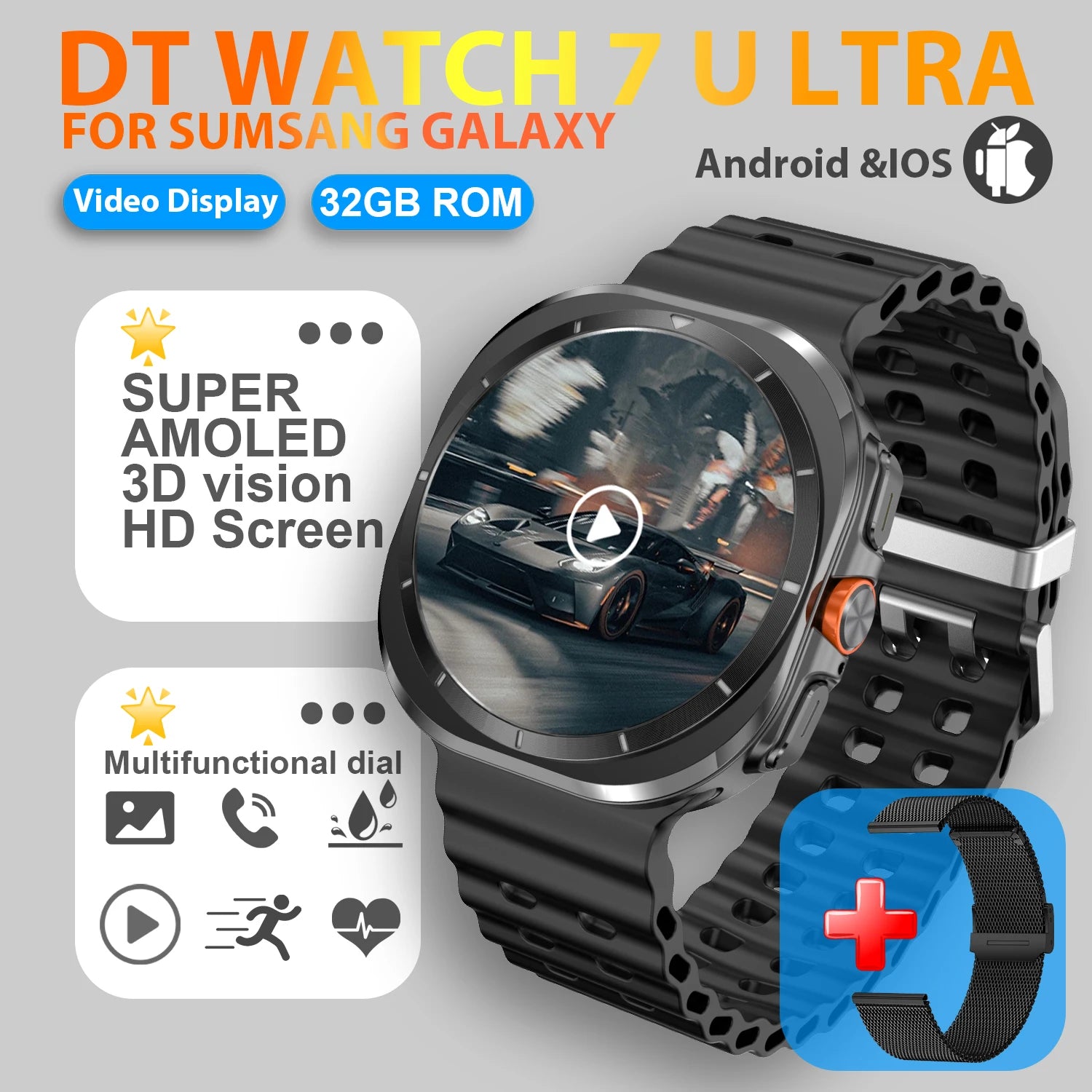 2025 Watch 7 Ultra Smartwatch with GPS & 32GB Memory