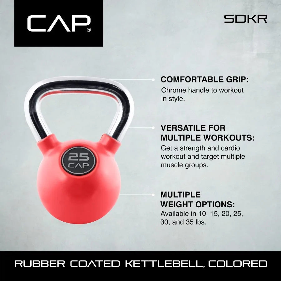 Rubber Coated Kettlebell 10lb Single