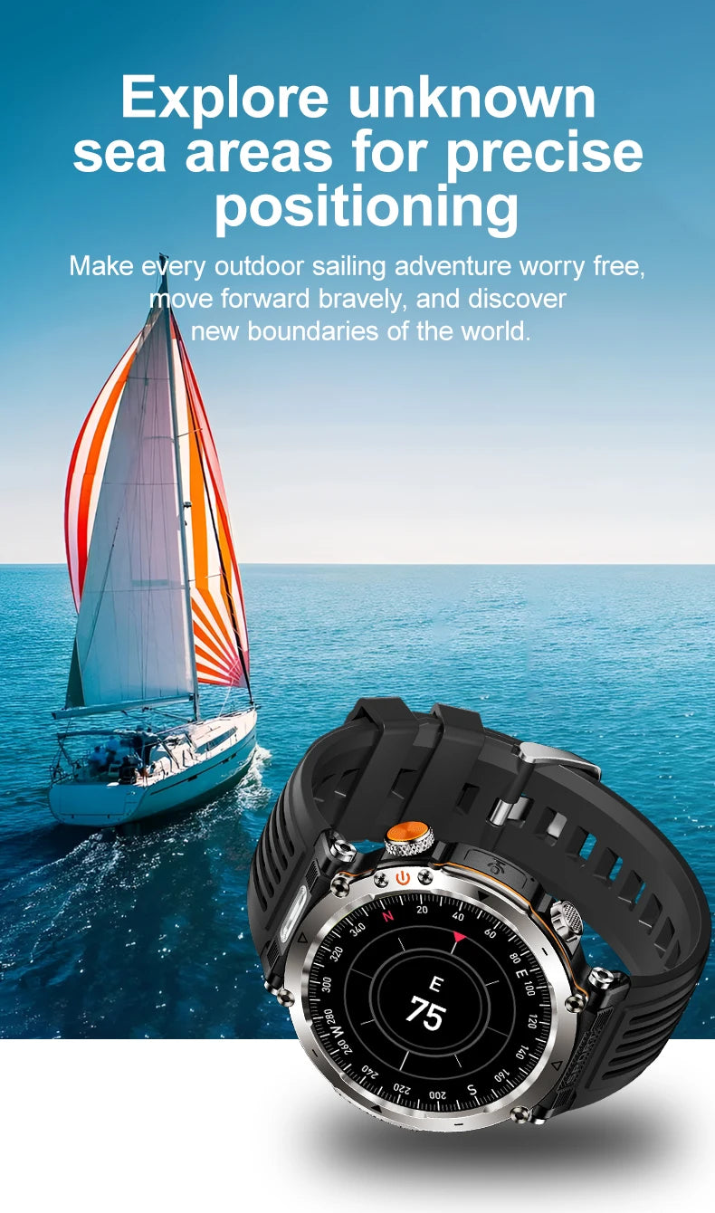 5ATM Outdoor Smartwatch GPS Compass 600mAh