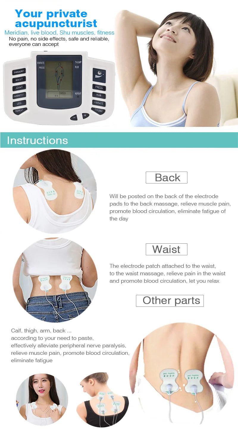 EMS & TENS 16-Pad Massage Machine – 10-Level Acupuncture Therapy Device