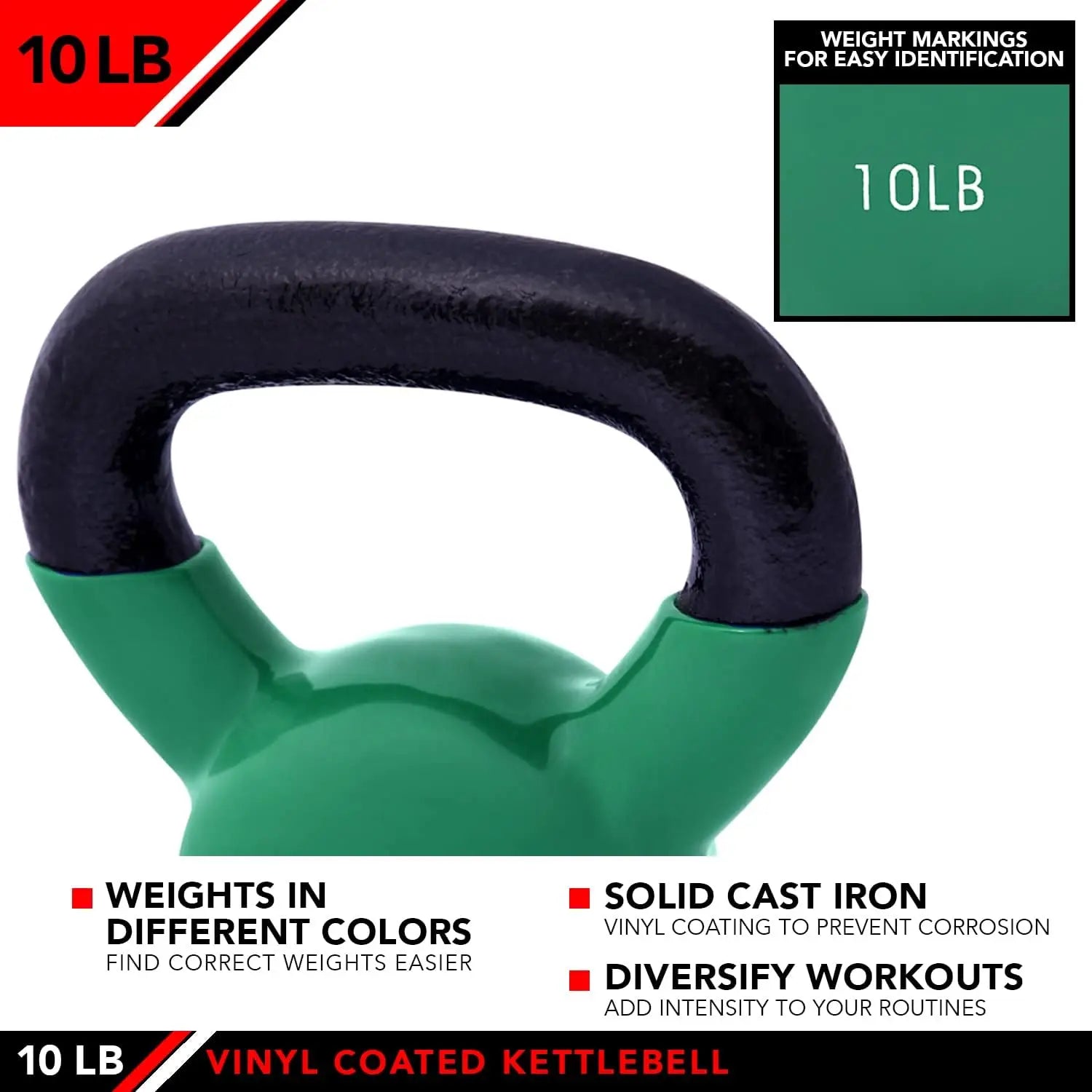 10LB Vinyl Coated Kettlebell – Green
