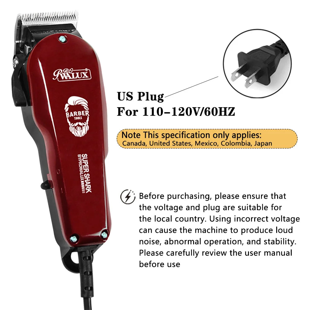 WALUX Professional Hair Clipper – 10W Powerful Trimmer with 8 Guard Combs