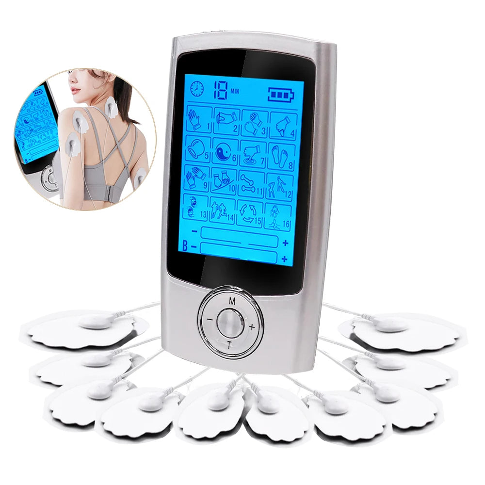 TENS & EMS Muscle Stimulator – 16-Mode Dual Channel Pulse Therapy Device
