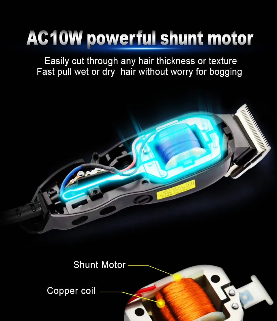 WALUX Professional Hair Clipper – 10W Powerful Trimmer with 8 Guard Combs