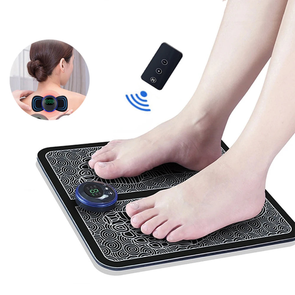 Remote EMS Foot Massager Pad – Portable Electric Circulation & Pain Relief Mat