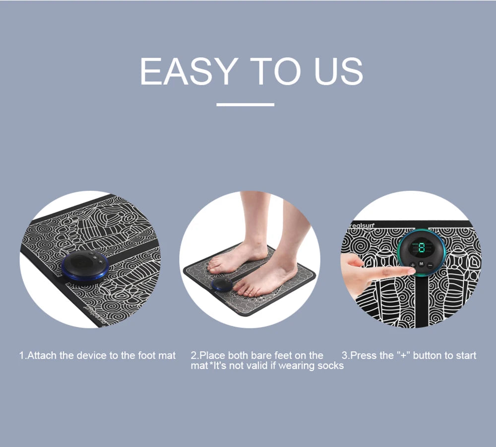 Remote EMS Foot Massager Pad – Portable Electric Circulation & Pain Relief Mat
