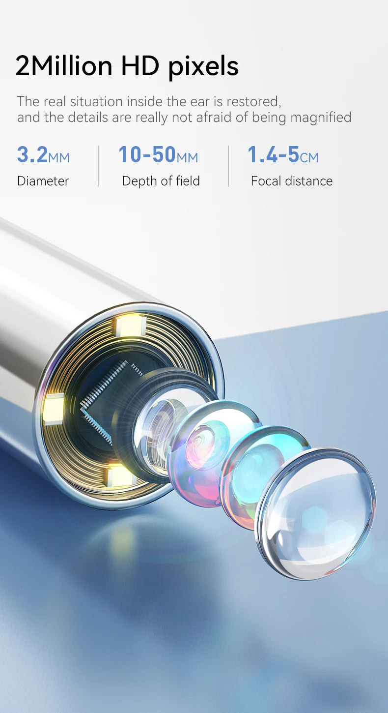 1080P Ear Camera with IPS Display & 12 Replaceable Tips