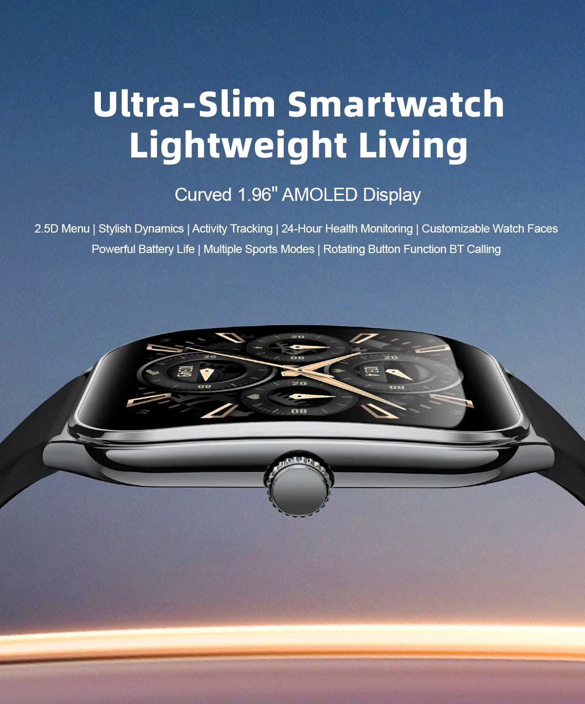 Ultra-Thin 1.96" AMOLED Smartwatch with Call Reminder