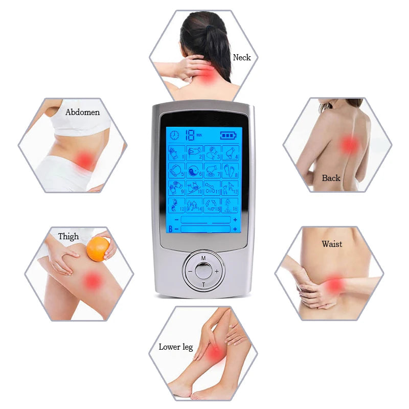 TENS & EMS Muscle Stimulator – 16-Mode Dual Channel Pulse Therapy Device