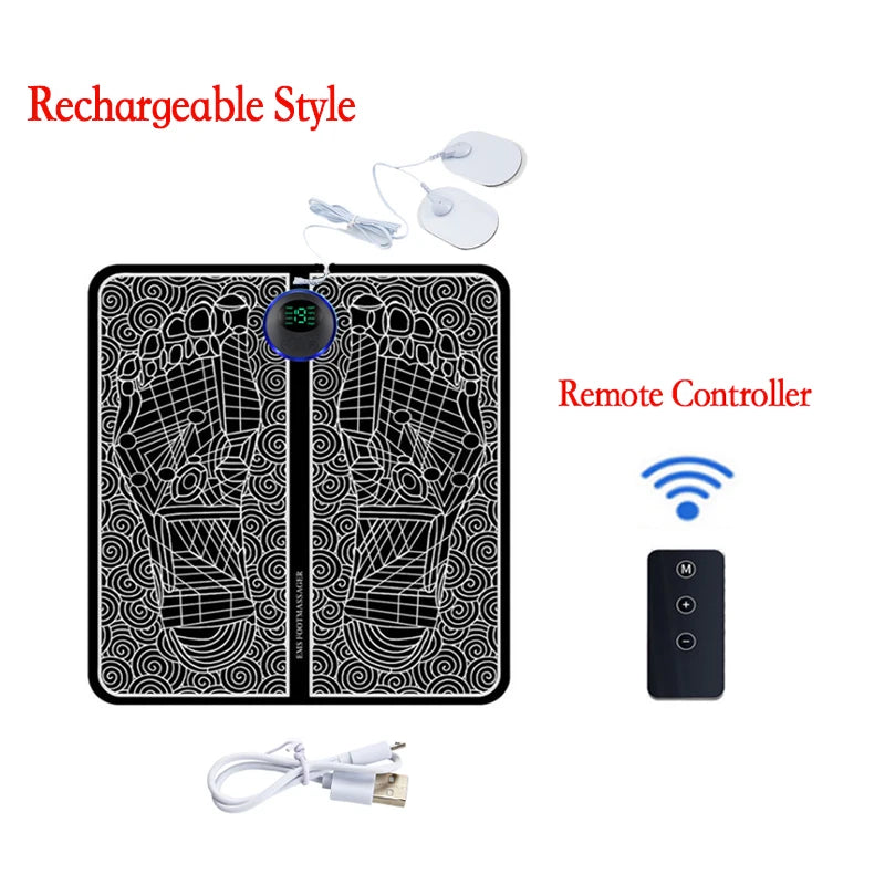 Remote EMS Foot Massager Pad – Portable Electric Circulation & Pain Relief Mat